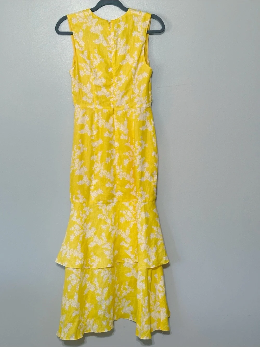 KEEPSAKE the Label Fallen Dress Yellow Floral Linen Midi Dress Size X-Small‎